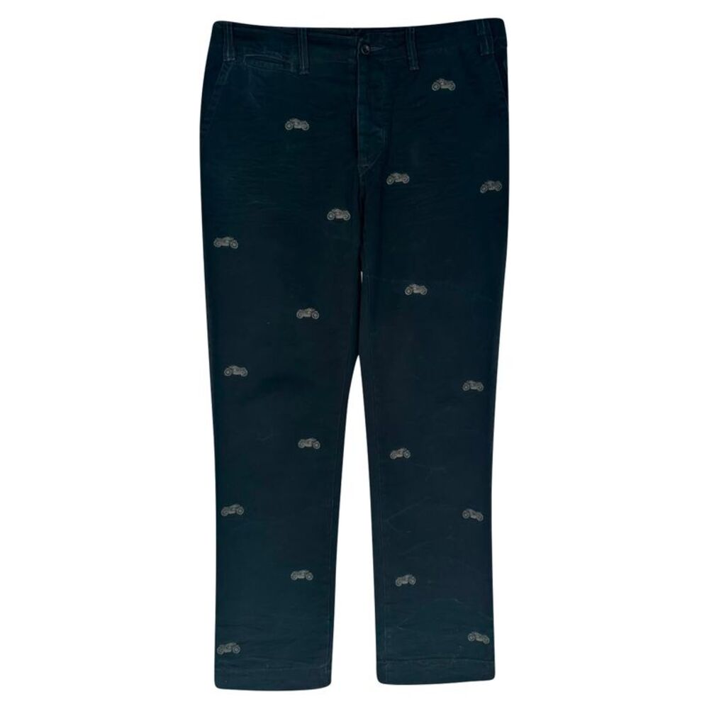 Polo Ralph Lauren Motorcycle Embroidered Chino Pants in Black Cotton